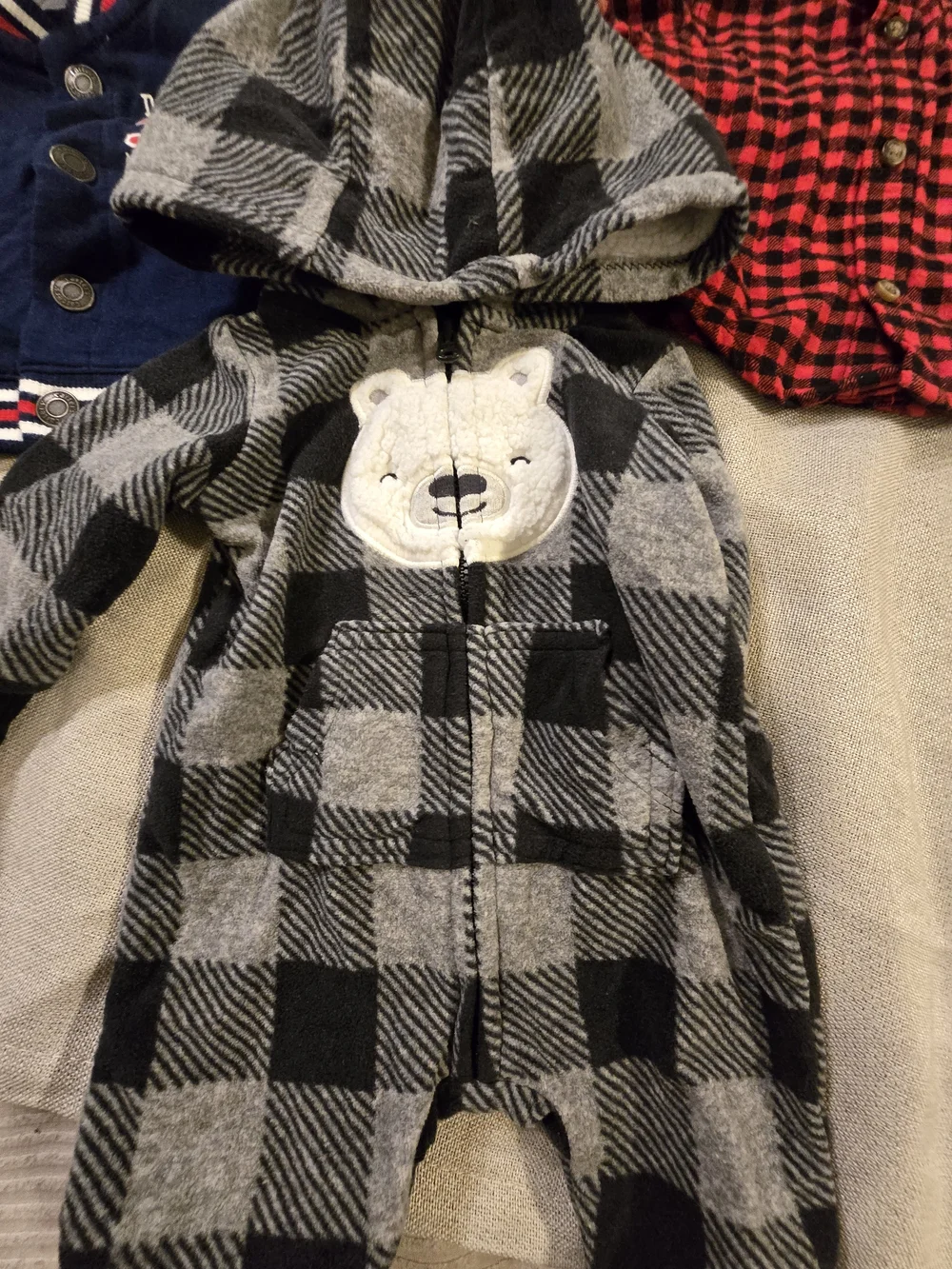 Newborn Baby Boy Winter Clothes Lot NB Carter's Fleece Jacket Hoodie Buffalo